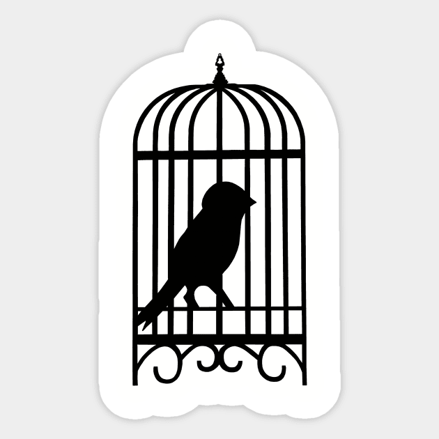 black bird black cage Sticker by SeymourArt